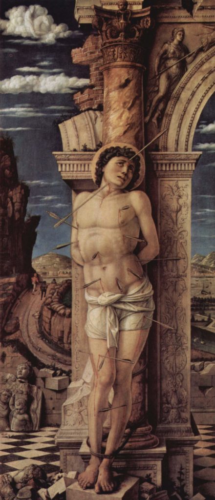 圣巴斯弟盎殉道，孟特尼那（Andrea Mantegna）绘。